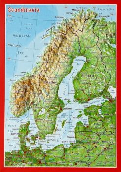 Relief postcard Scandinavia
