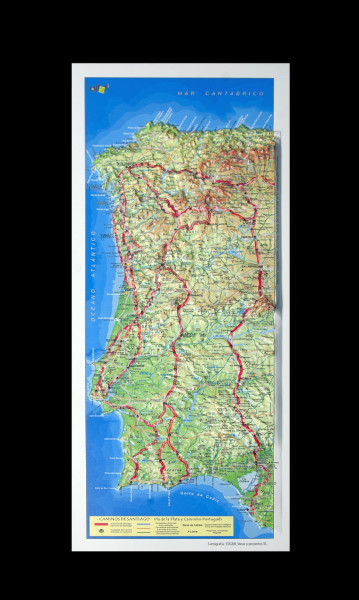 Raised relief map St. James, Portugal, rolled