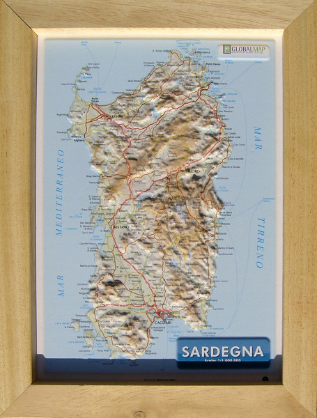 Raised relief map Sardinia A4