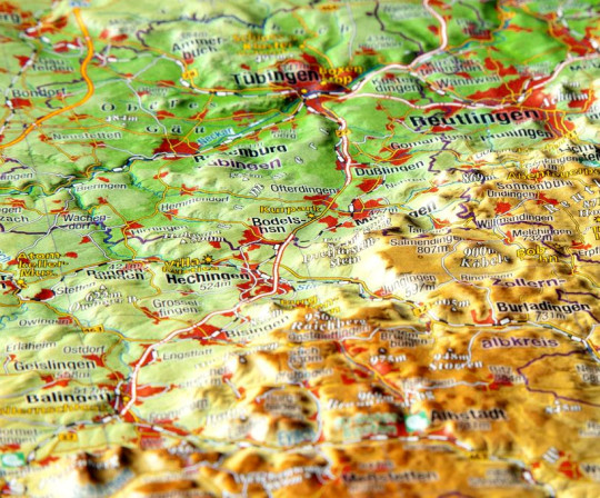 Raised relief map Swabian Alb