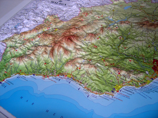 Relief map of Malaga