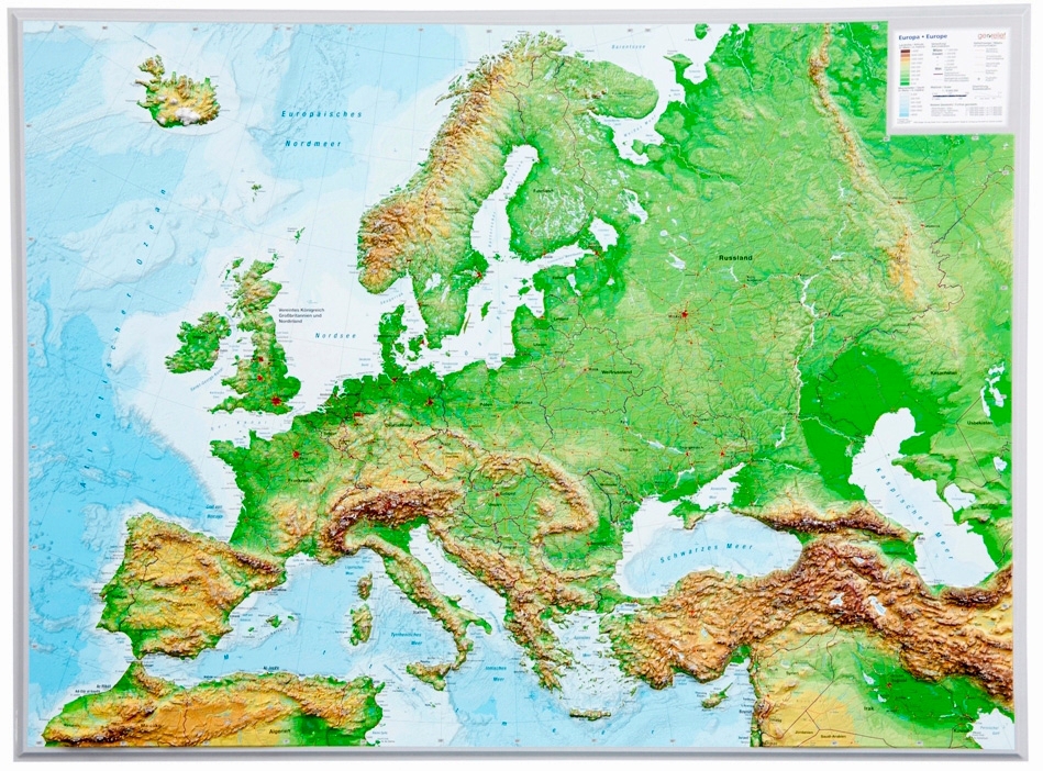 Relief Map of Europe 16000000 as 3d map