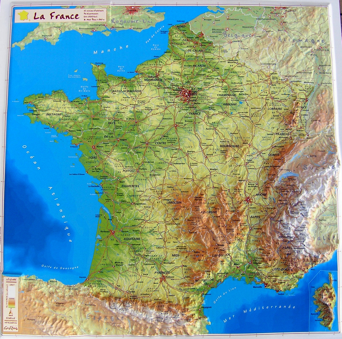 3d Reliefkarte Frankreich 3d Relief Wandkarten