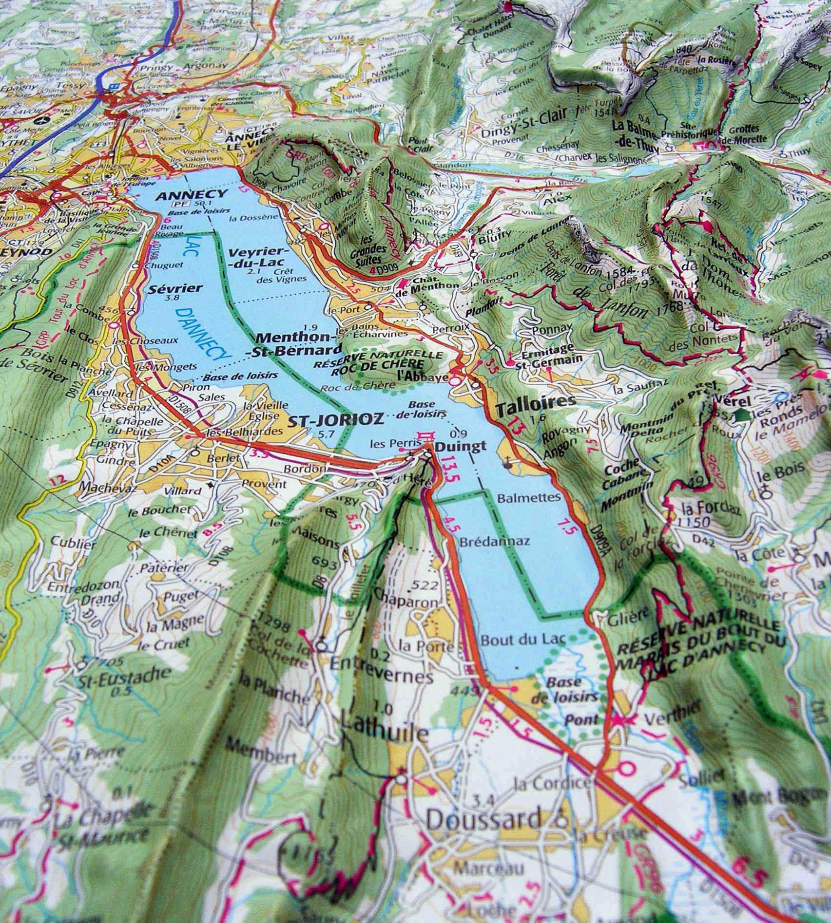 Raised Relief Map Mont Blanc And Annecy As 3d Map