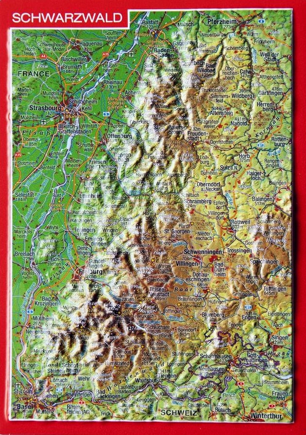 Relief Postcard Of The Black Forest Dresden Georelief As 3d Map