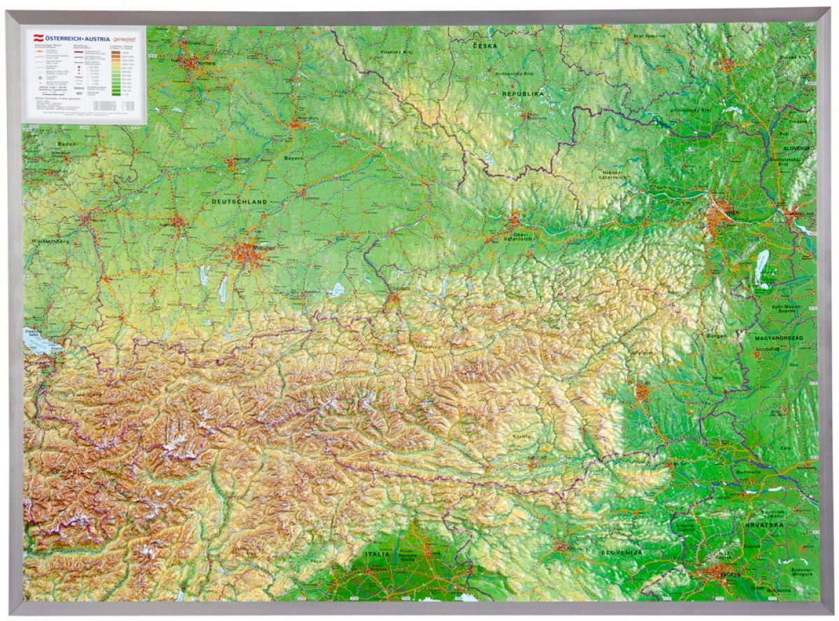 Raised relief map Austria 1:1.600.000 small