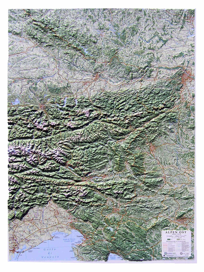Raised relief maps The Alps 1:500.000, Central and East