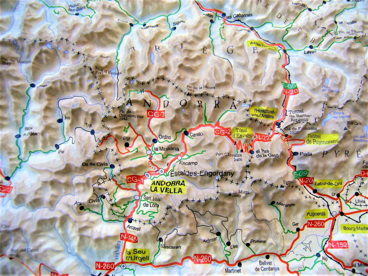 Raised relief map Andorra