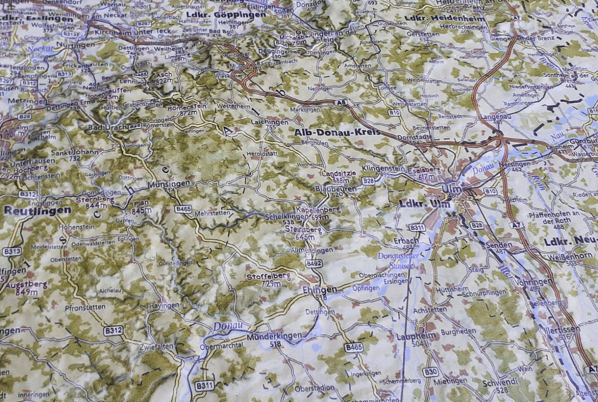 Reliefkarte_BadenWürttemberg_Donautal