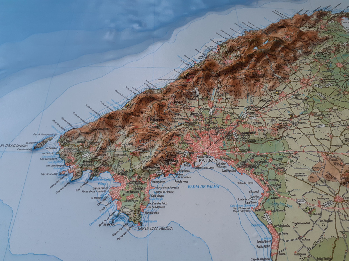 3D Raised Relief Map of the Balearic Islands
