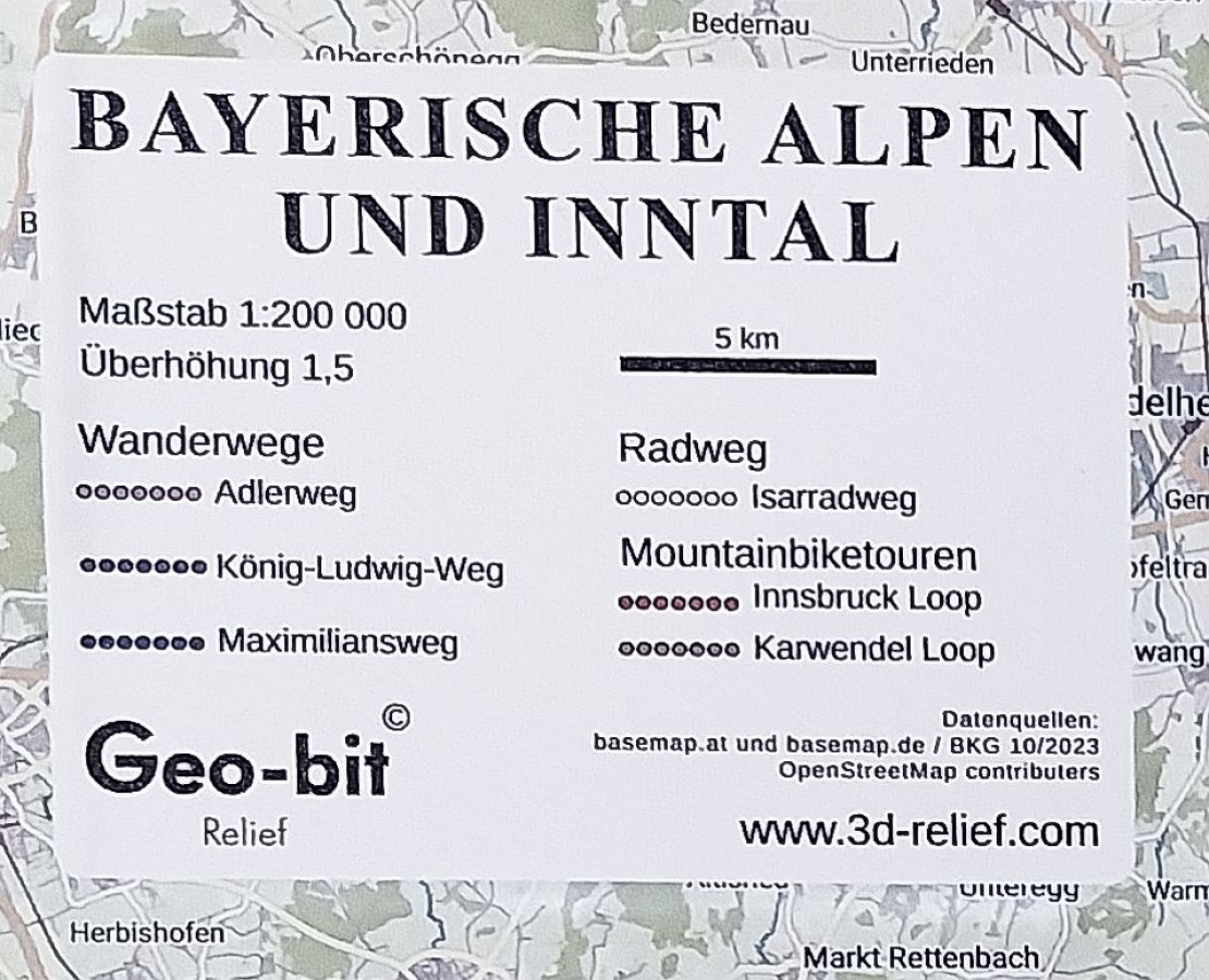 Relief map of the Bavarian Alps and Inn Valley