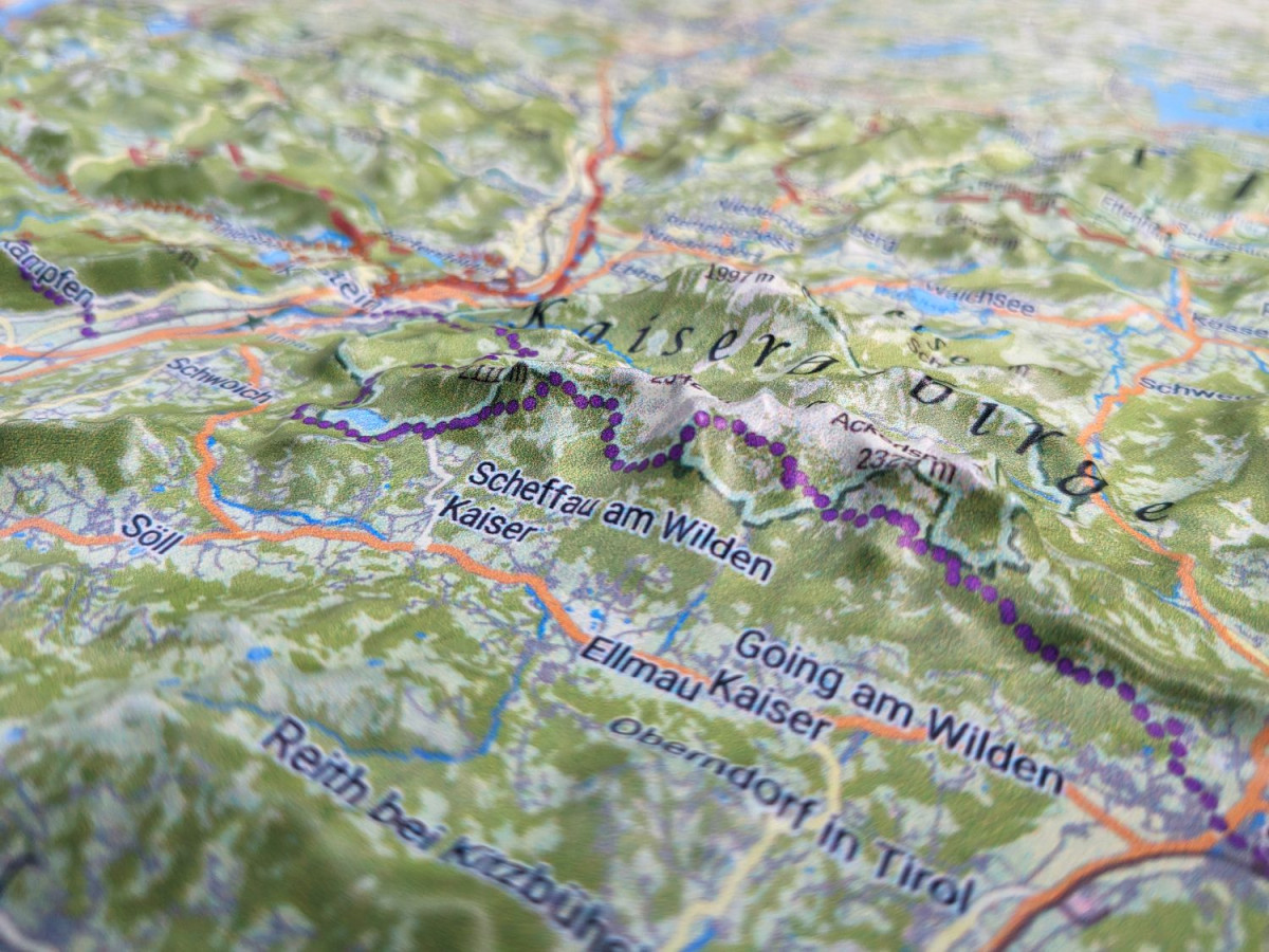 Relief map of the Bavarian Alps and Inn Valley