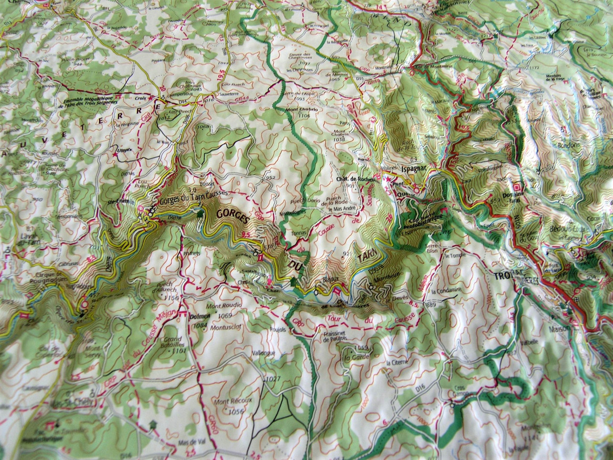 Raised relief map Cevennen and Ardeche