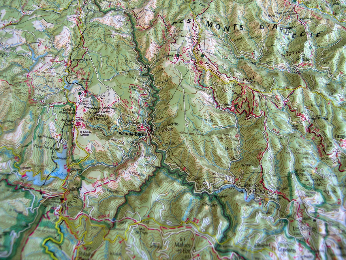 Raised relief map Cevennen and Ardeche