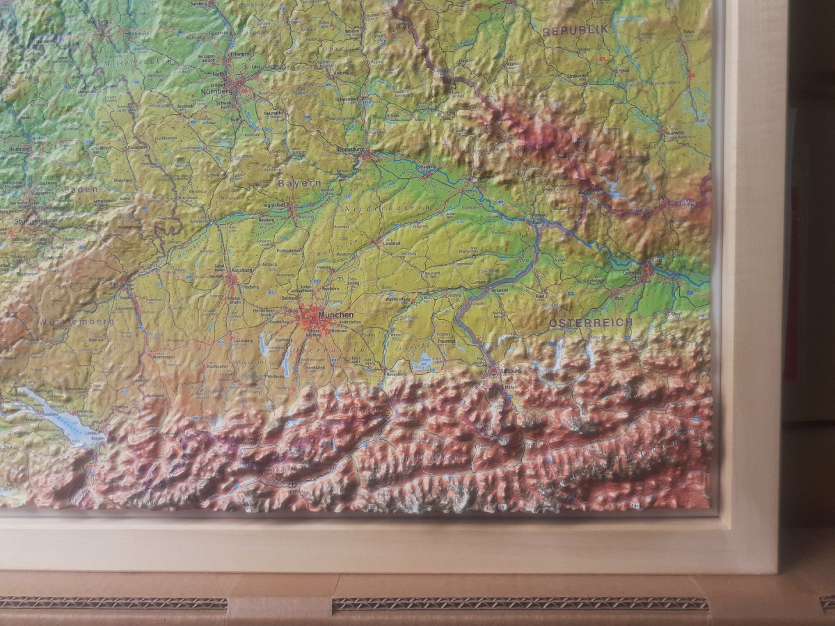 3D Raised relief map Alps, small