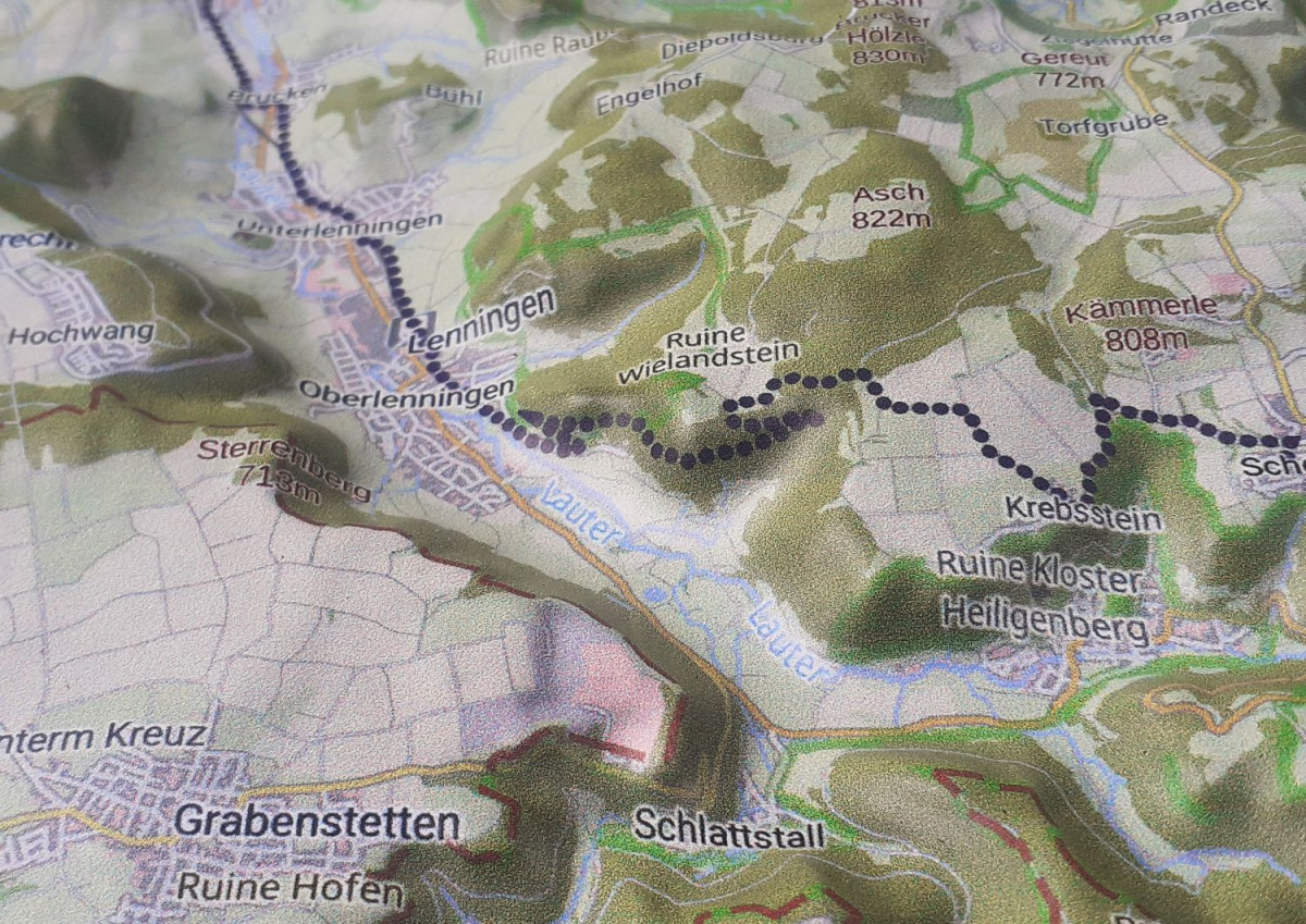 Raised relief map Esslingen