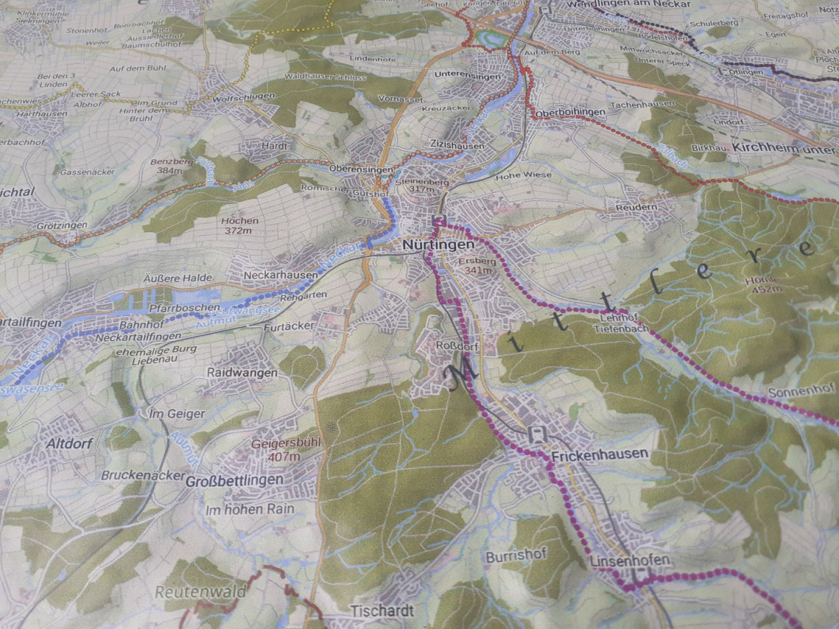 Raised relief map Esslingen