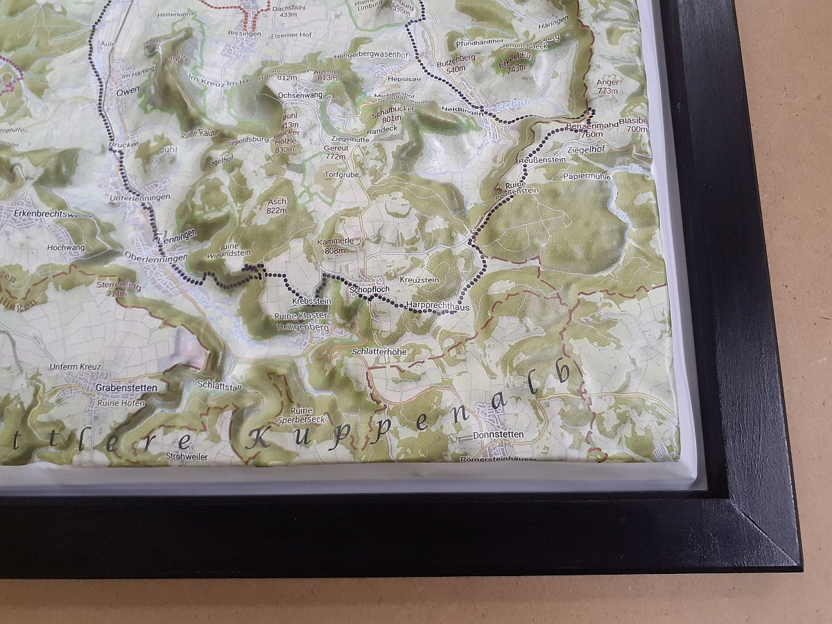 Raised relief map Esslingen