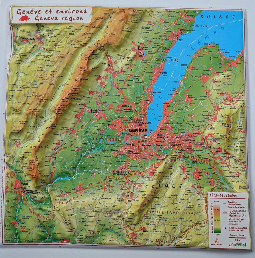 Relief map Relief of Geneva and surroundings