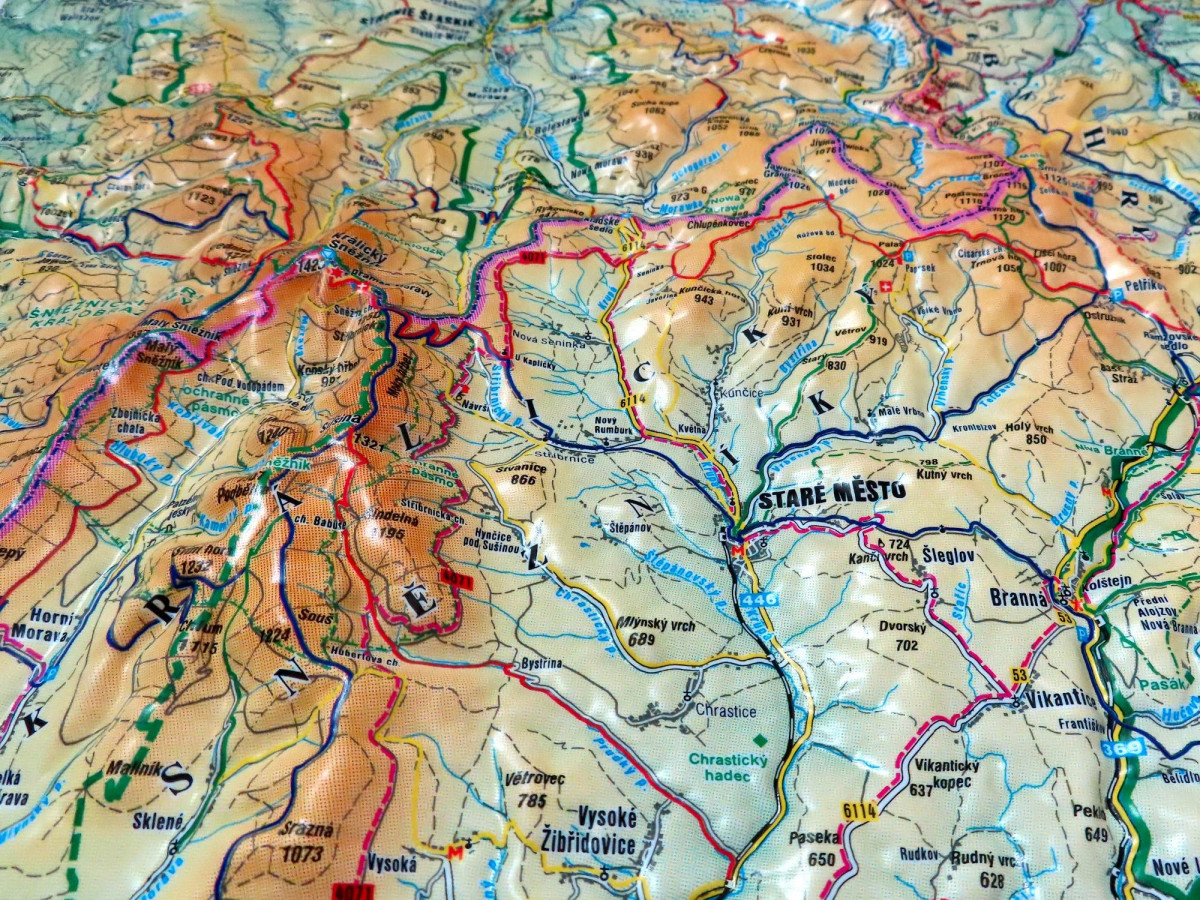 Große 3D Reliefkarte Jeseníky Gebirges, Tschechien detail2