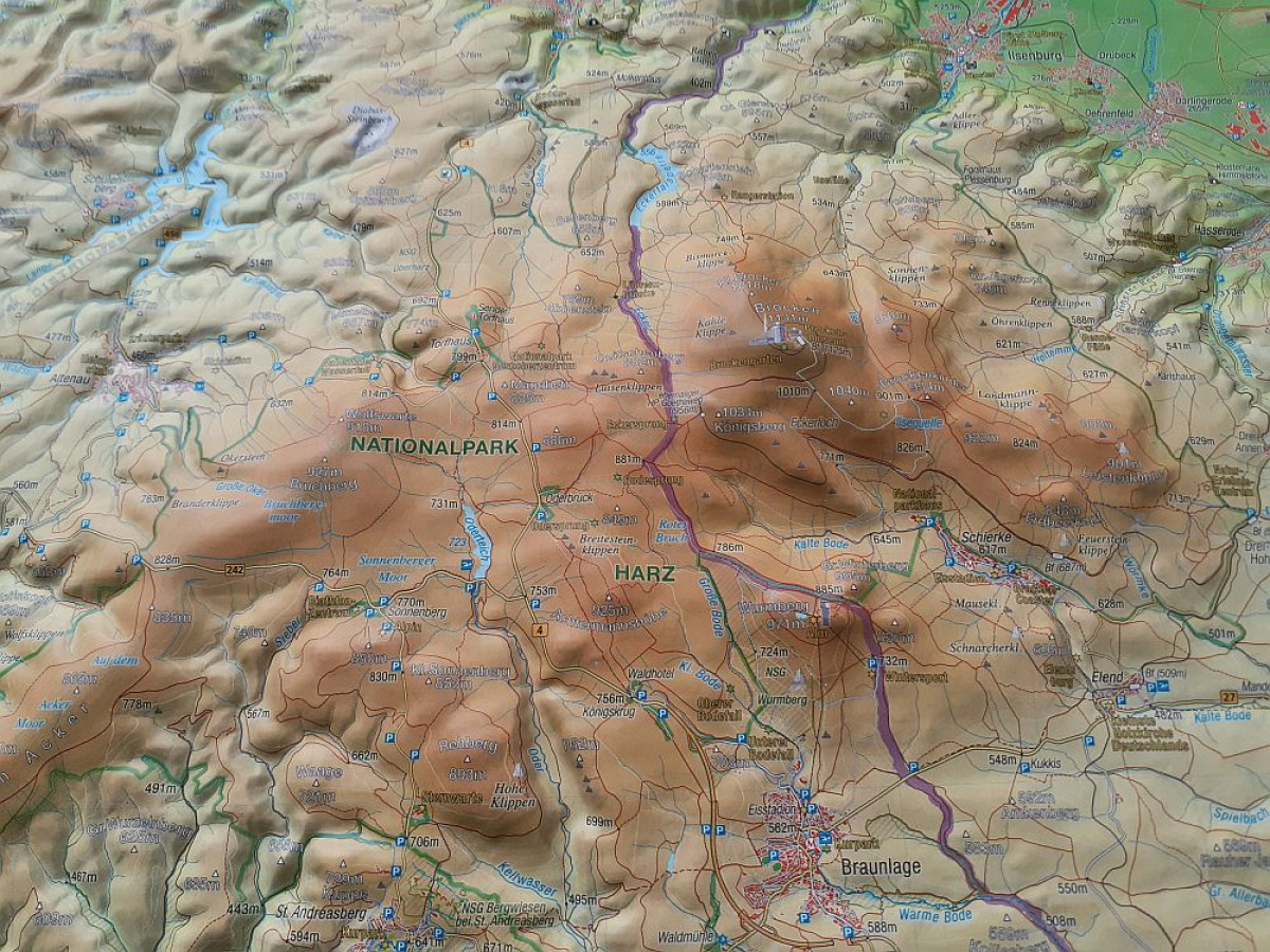 Raised relief map Harz
