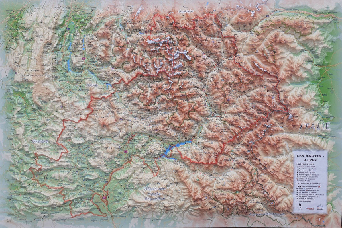 Raised relief map Hautes Alpes