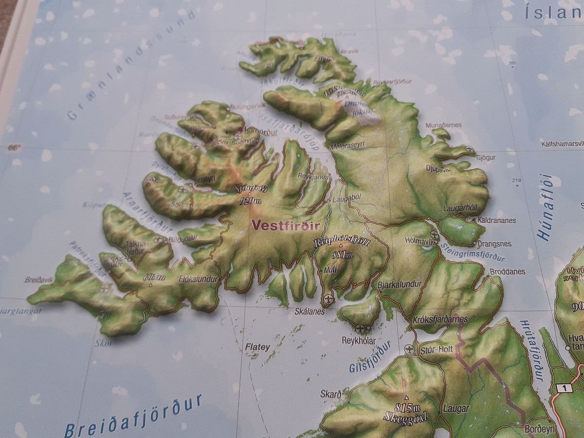Raised relief map Iceland