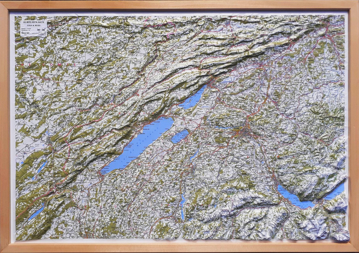 Raised Relief map of Jura and Bern