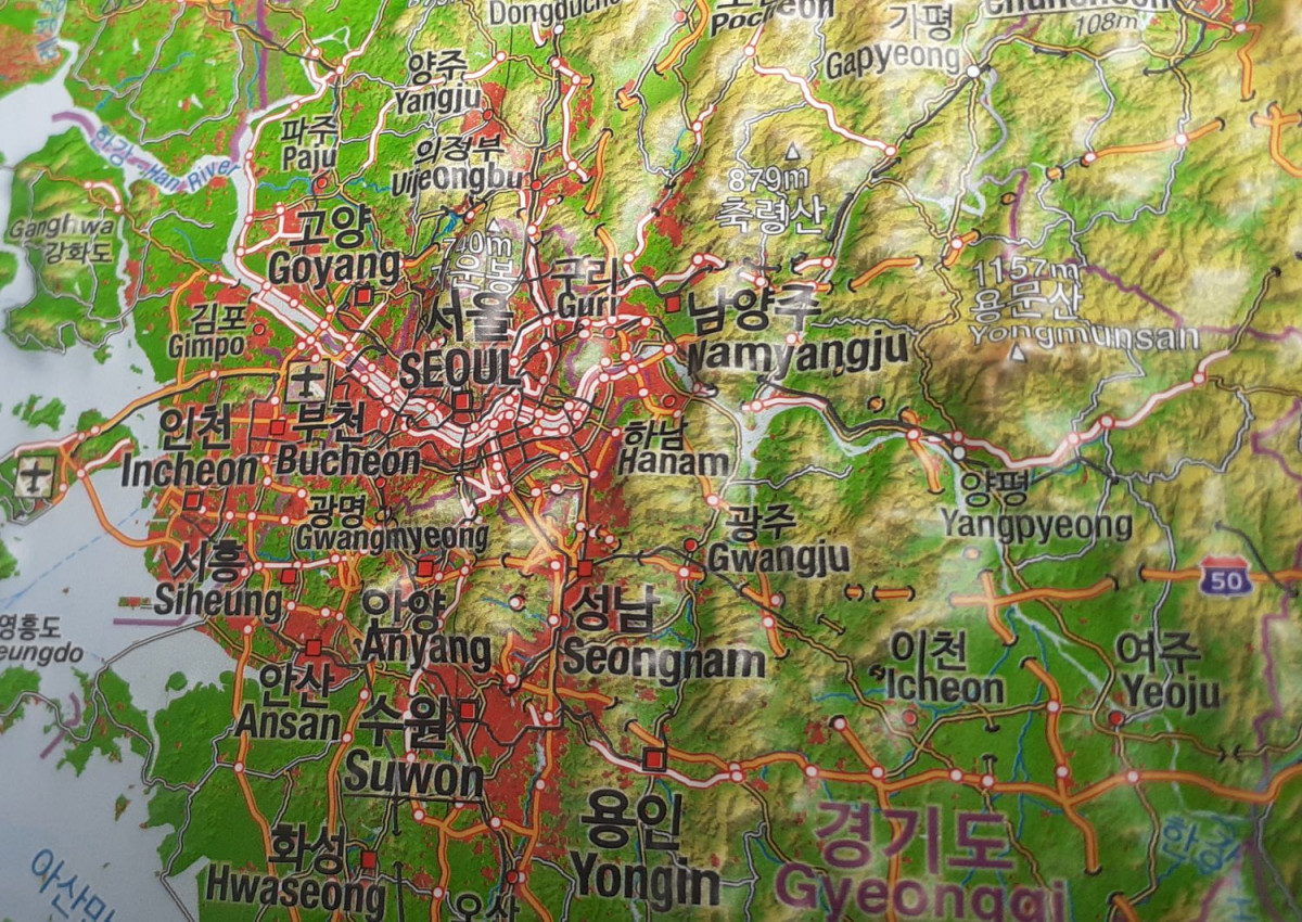 Raised relief map Korea