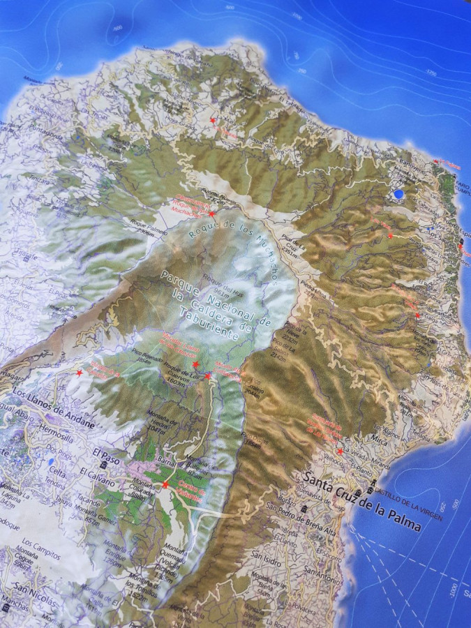Relief map of the canary island La Palma