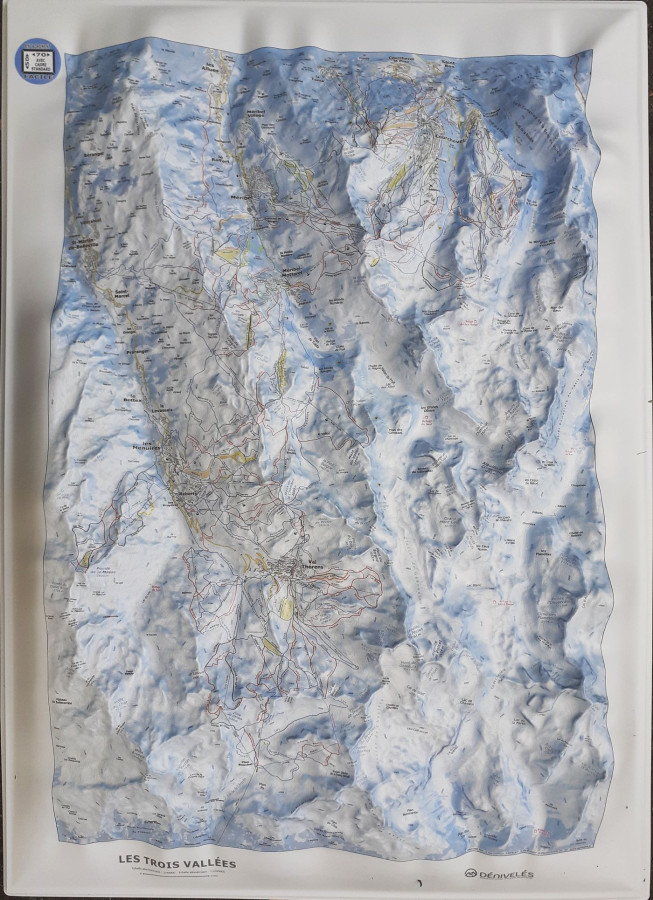 Carte en relief Les 3 Vallees, Hiver