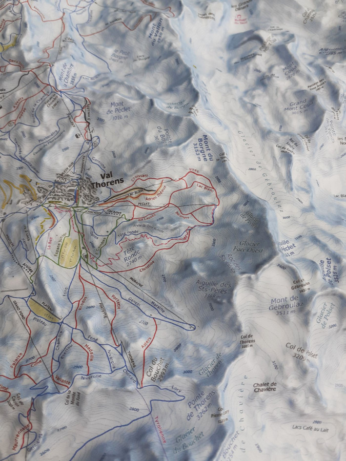 Carte en relief Les 3 Vallees, Hiver