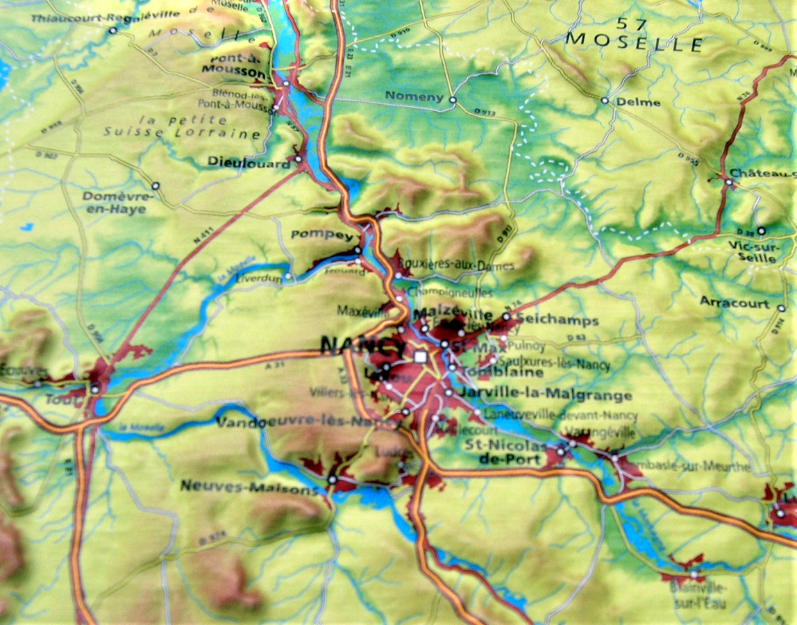 Raised relief map Lorraine