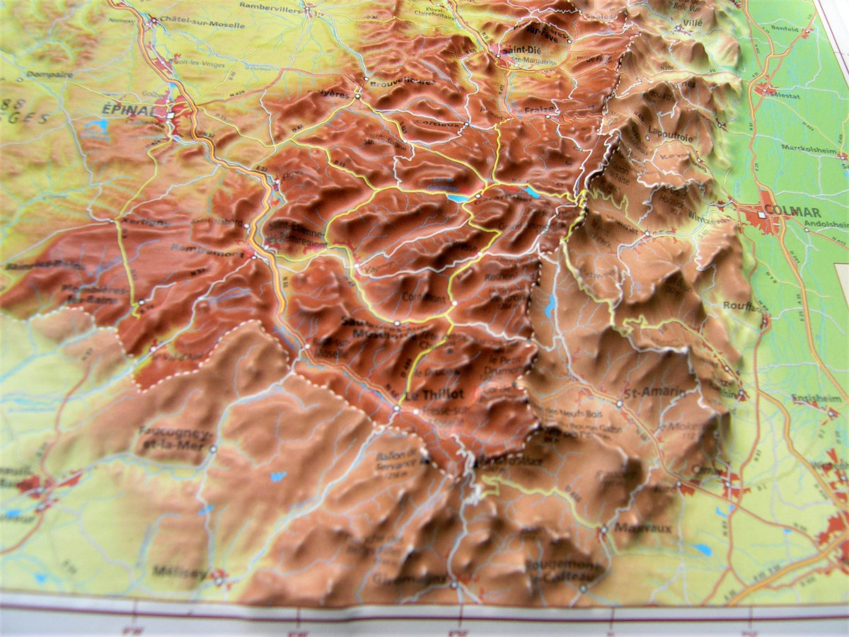 Raised relief map Lorraine