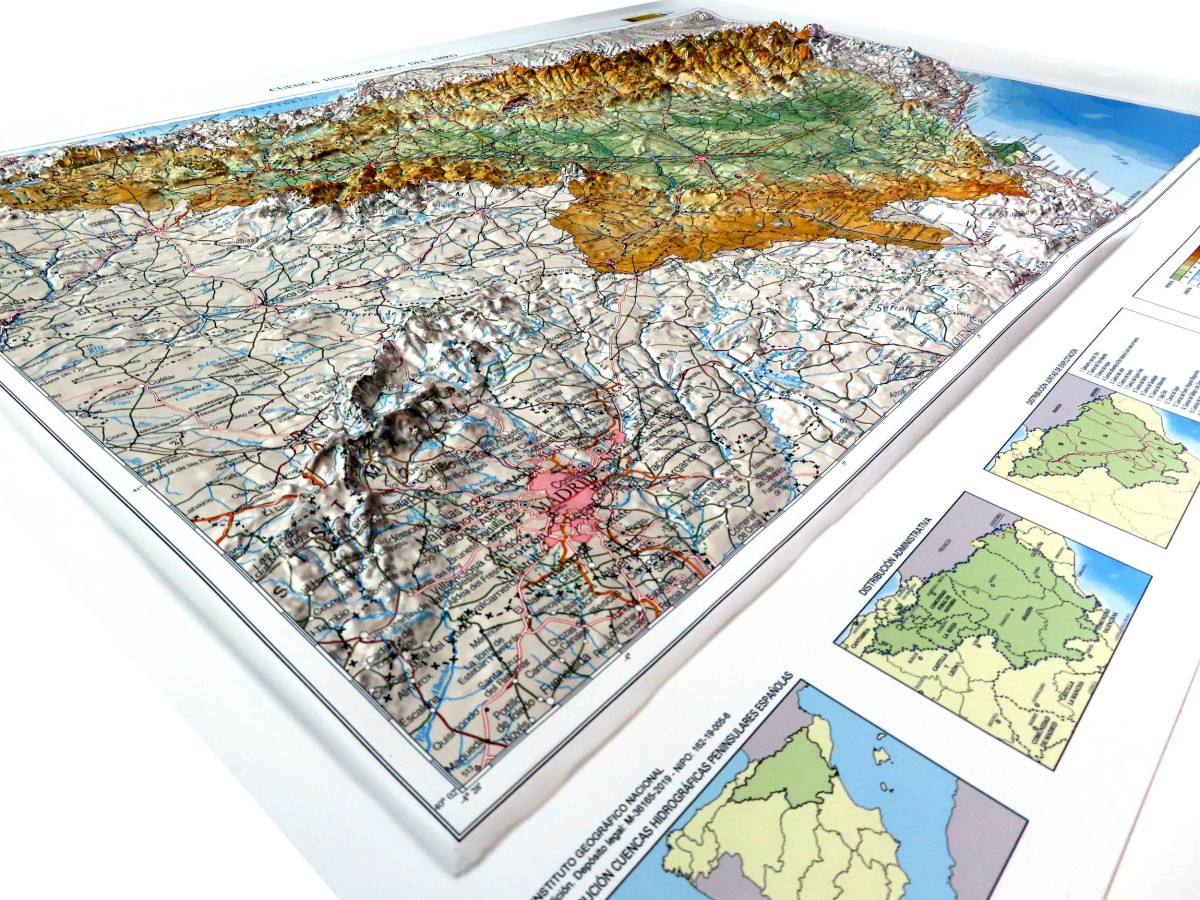 3D Raised Relief Map Madrid