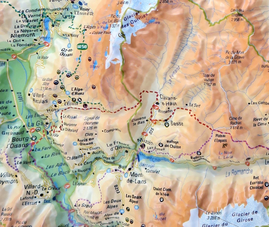 Raised relief map Massif des Ecrins