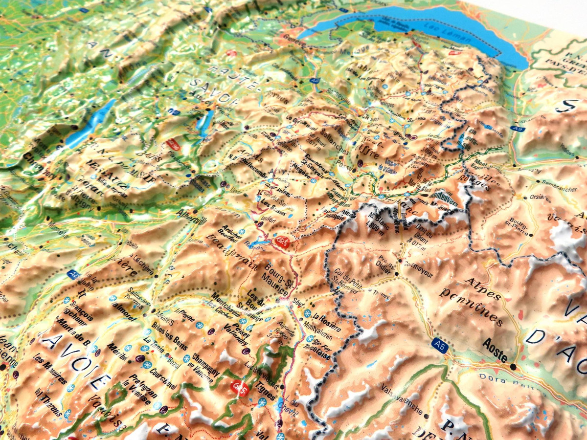 Relief map of Mont Blanc