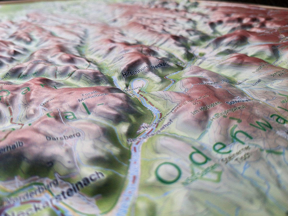 Raised relief map Odenwald, physical