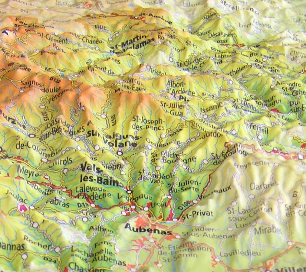 Reliefkarte_PN_ Monts d' Ardeche_Aubenas