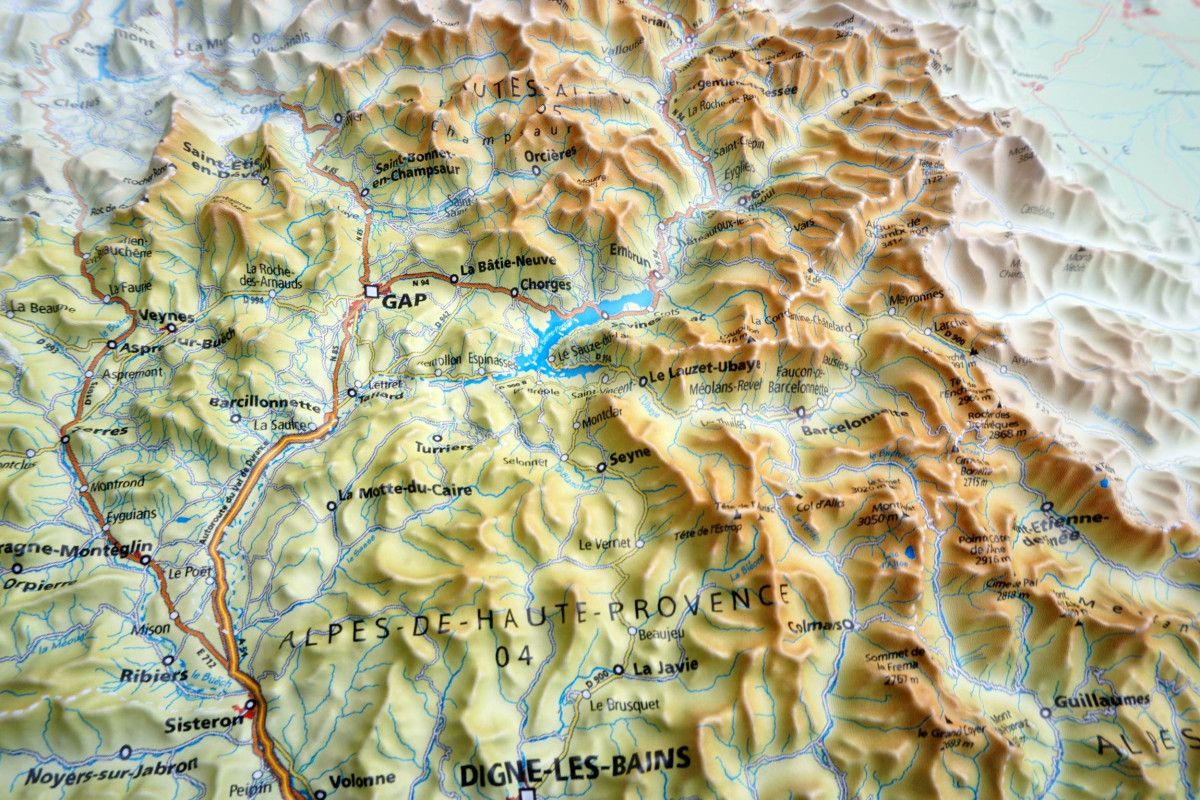 Raised Relief Map Provence-Alpes