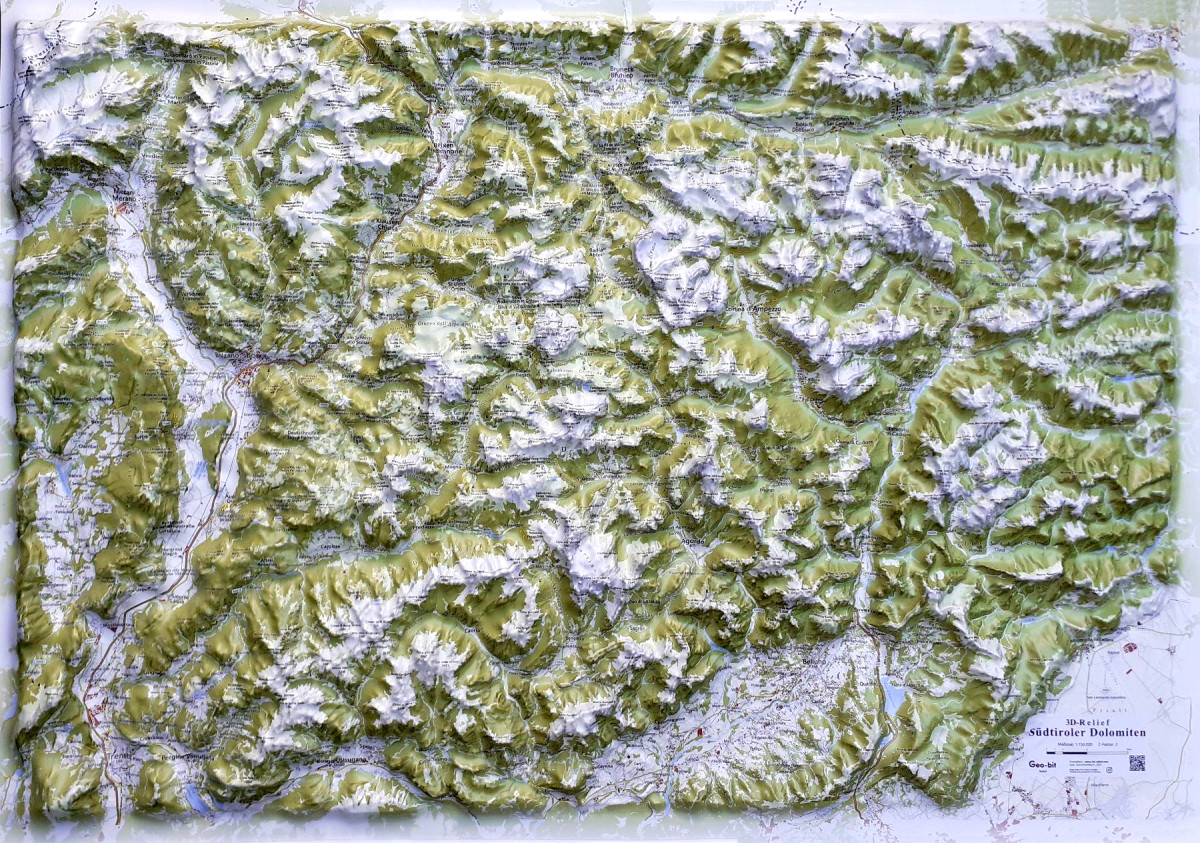 Raised relief map Dolomites