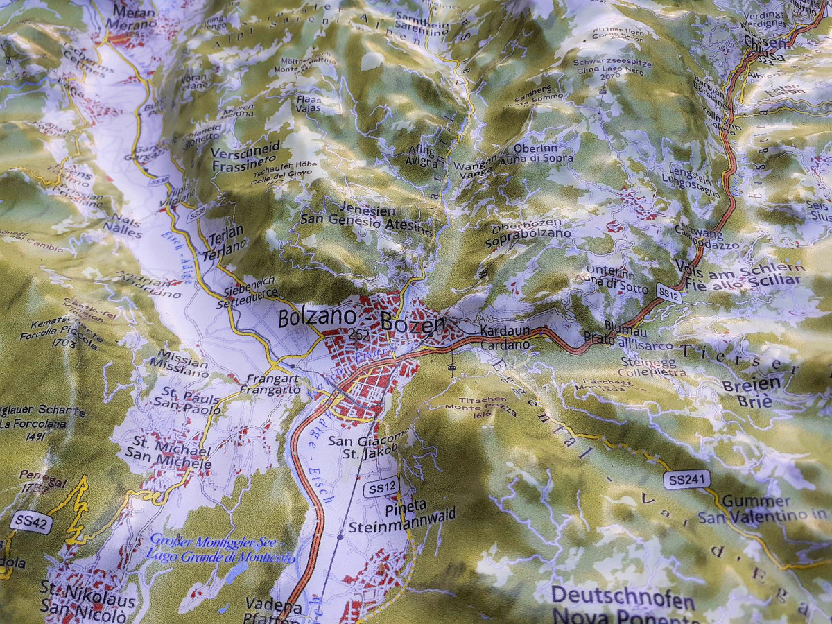 Raised relief map Dolomites