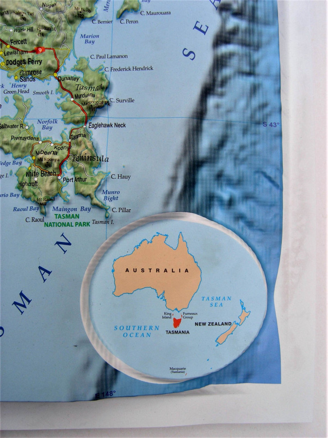 Raised relief map Tasmania