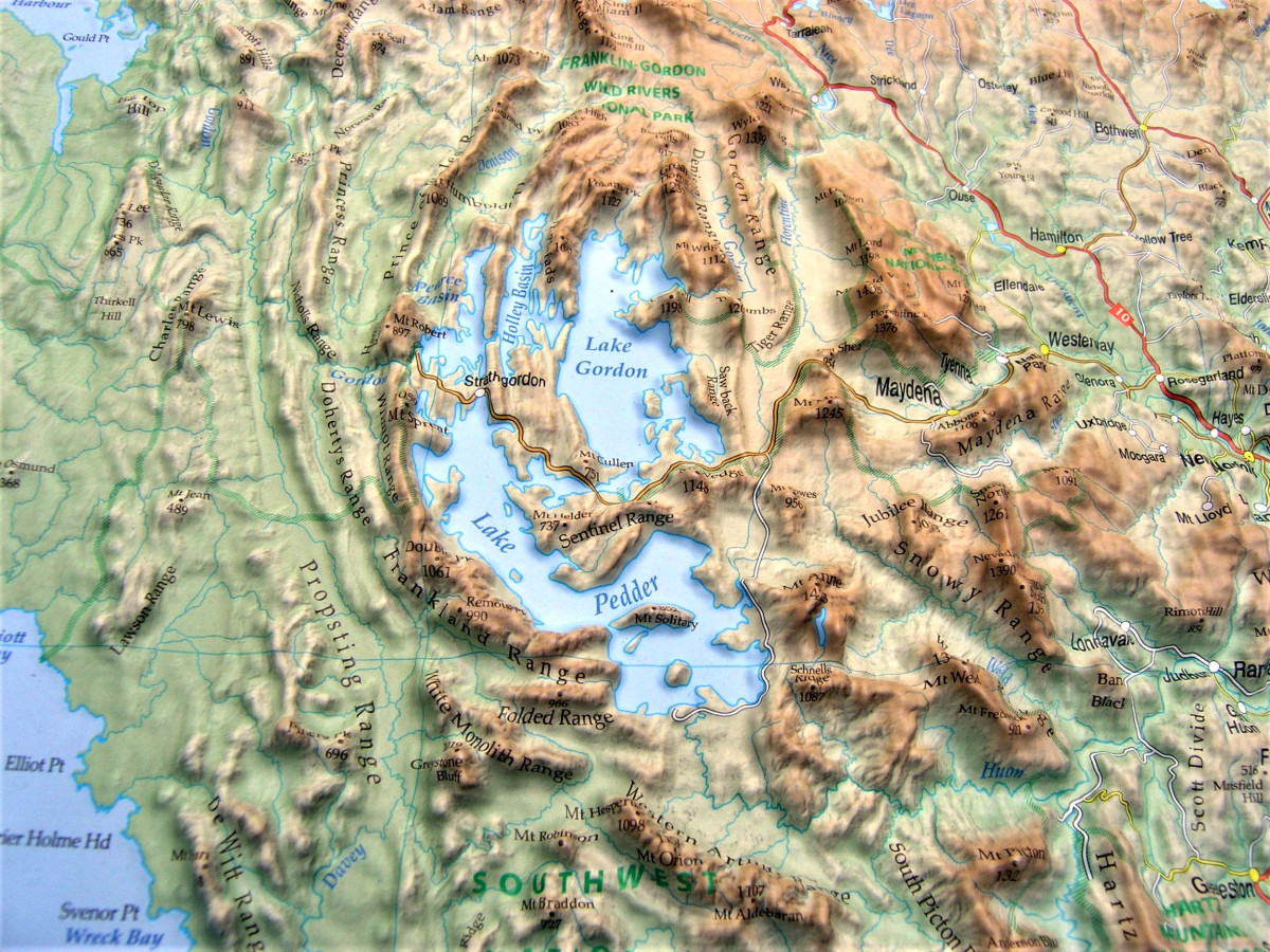 Raised relief map Tasmania