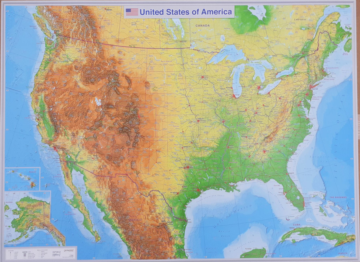 Raised relief map USA
