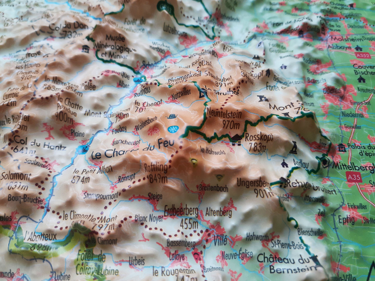 Raised relief map Vosges, medium size