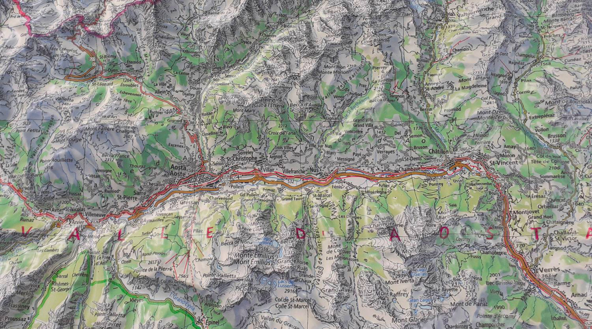 3D Relief Map Valais and Aosta Valley
