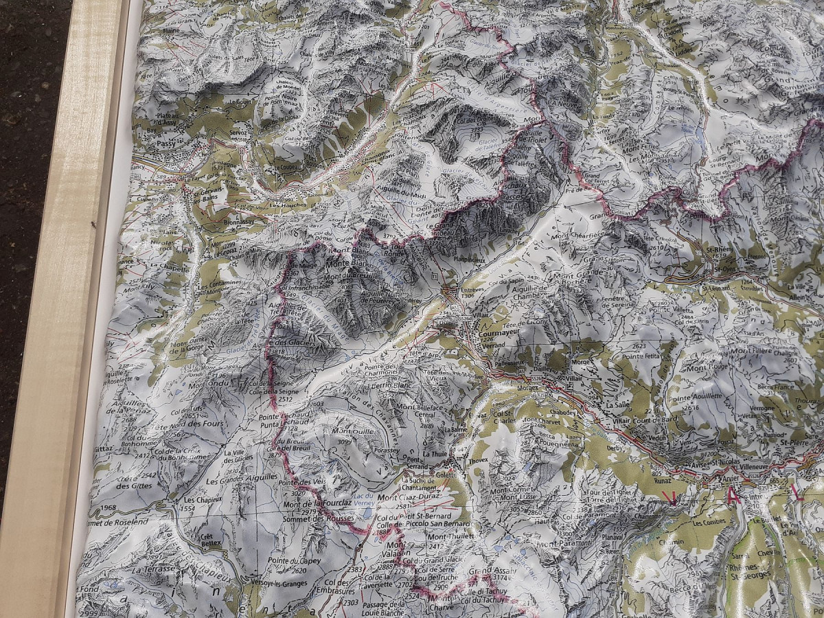3D Relief Map Valais and Aosta Valley