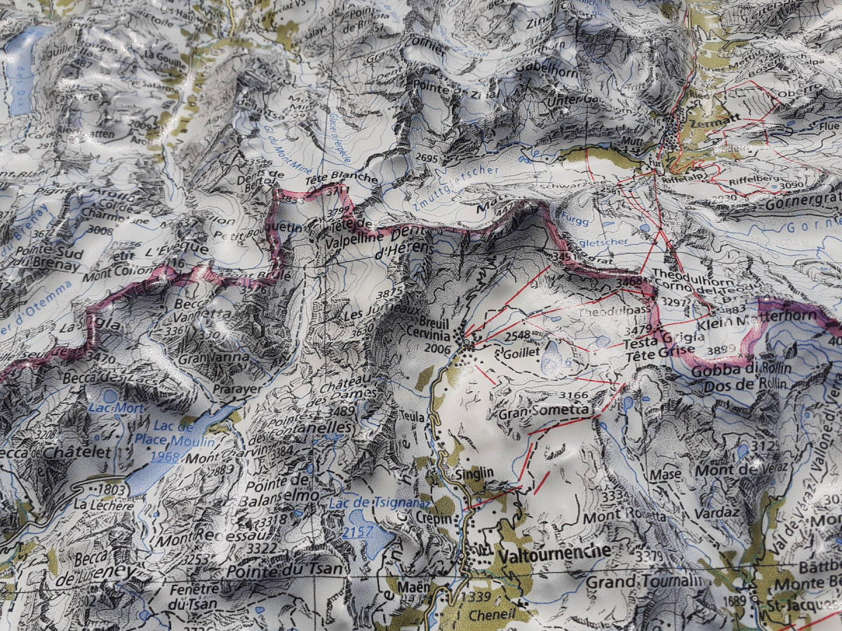 3D Relief Map Valais and Aosta Valley