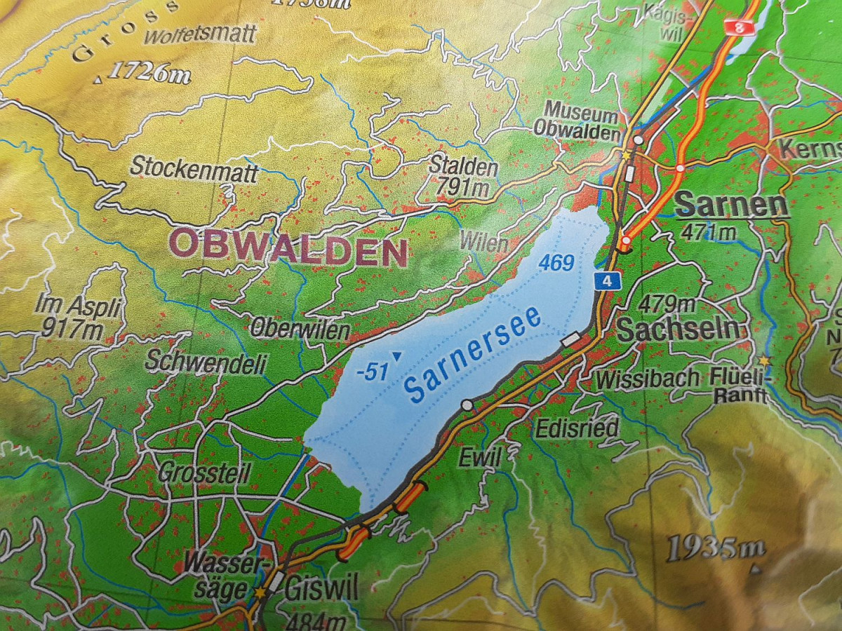 Reliefkarte_Zentralschweiz_SarnerSee